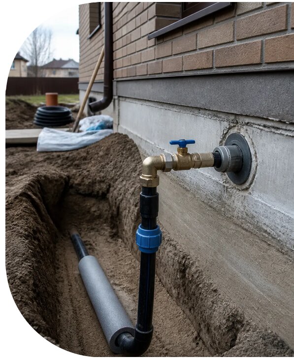 Устройство ввода водопровода в дом в Ломоносове от 8708 р. | АПаруса-Лмн