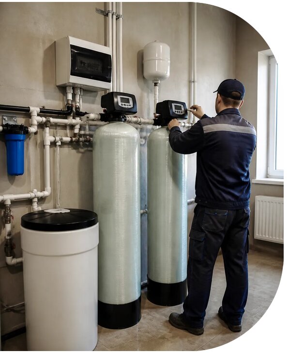 Монтаж системы обезжелезивания воды для дома в Ломоносове